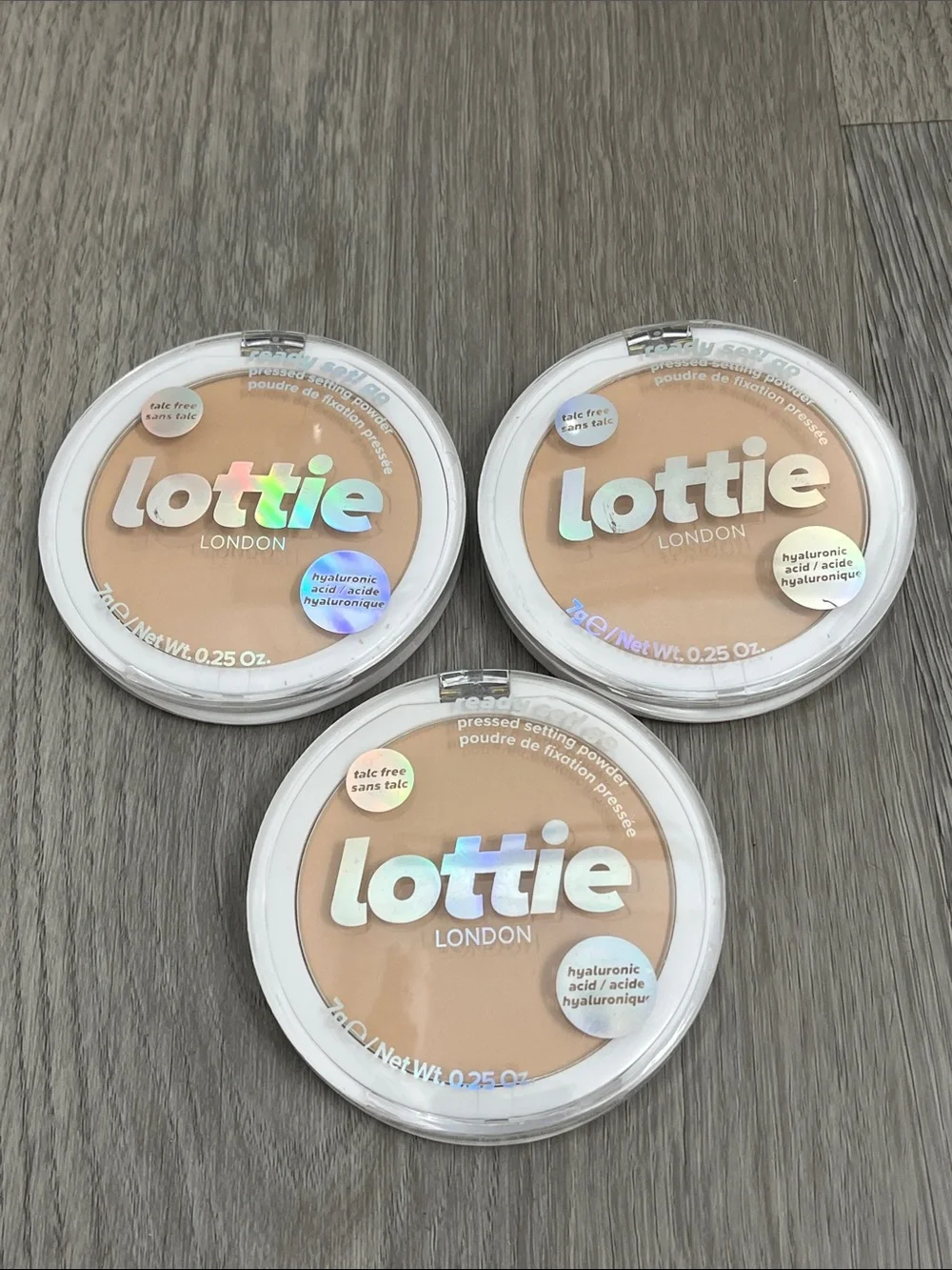 Lottie London Ready set go pressed setting powder warm translucent lot of 3